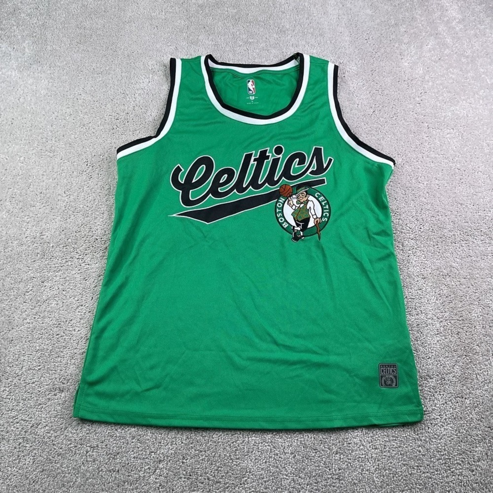 Boston Celtics Jersey Mens‎ Large Green UNK Script Logo Mesh Sleeveless